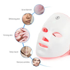 Máscara Facial LED 7 Cores para rejuvenescimento, tratamento antiacne e antirrugas.