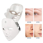 Máscara Facial LED 7 Cores para rejuvenescimento, tratamento antiacne e antirrugas.