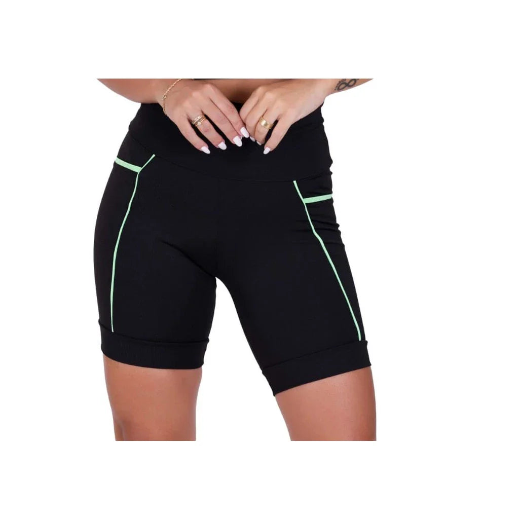 Kit com 3 Shorts Fitness Cós Alto Refletiva de Corrida e Academia de Média Compressão com Bolsos Profundos
