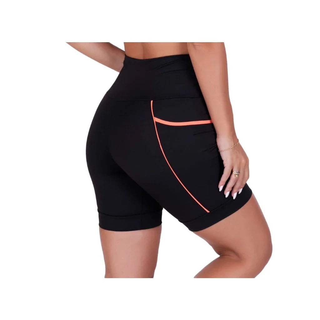 Kit com 3 Shorts Fitness Cós Alto Refletiva de Corrida e Academia de Média Compressão com Bolsos Profundos