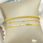 Kit 3 Pulseiras Femininas Folheadas a Ouro 18k