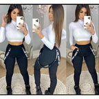 Calças Jogger femenina com suspensorio moda Gringa