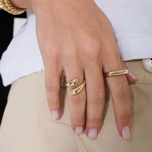 Anel Ajustável Feminino 2 Gotas Lisas